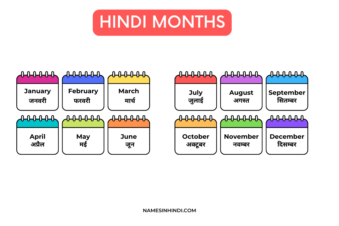 12 Months Name In Hindi | हिंदी महीनो के नाम