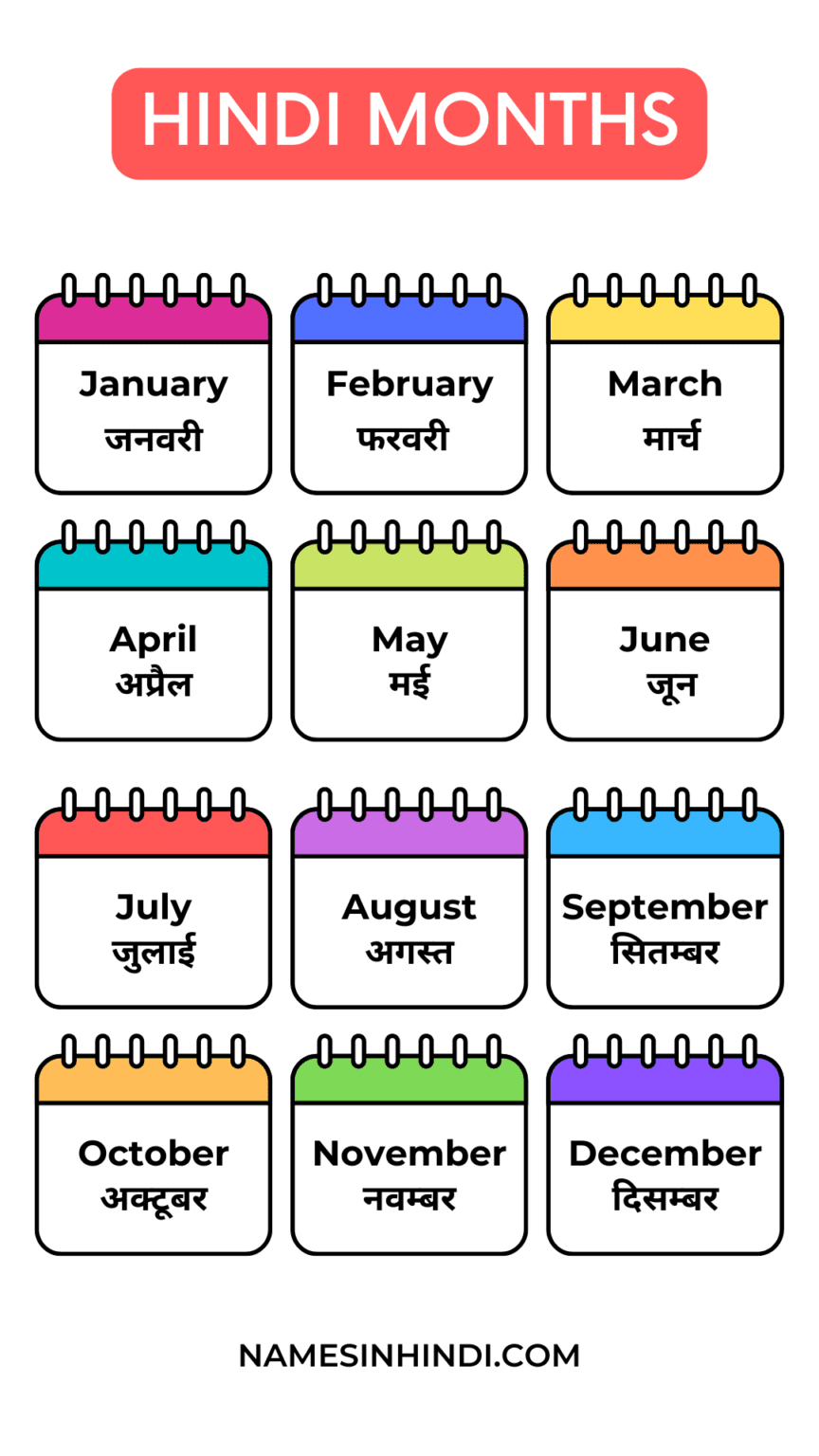 12 Months In Hindi Language